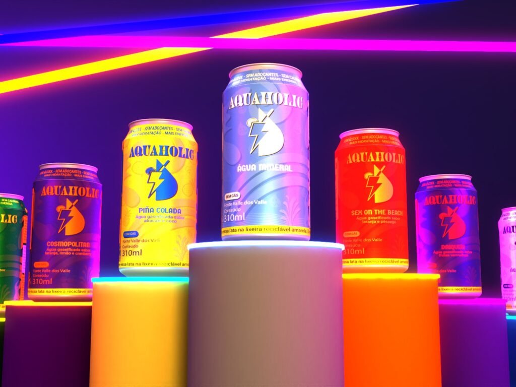 Expositor com a linha de latas