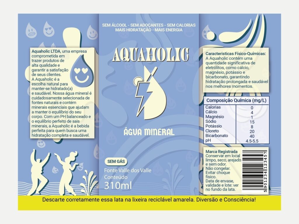 Rótulo planificado da Água Mineral