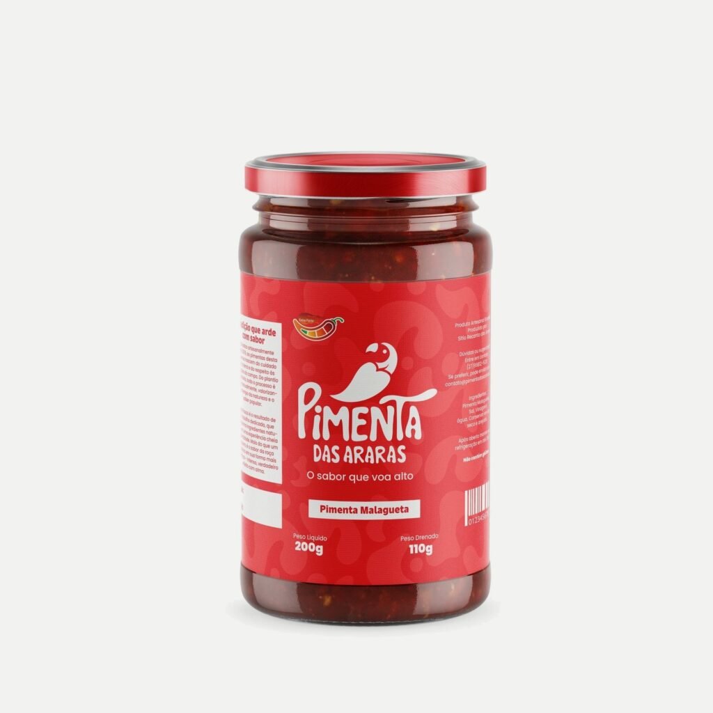 Pote de Pimenta Malagueta com o rótulo novo