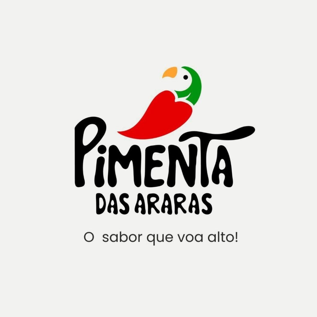 Logotipo Pimenta das Araras com a assinatura O sabor que voa alto