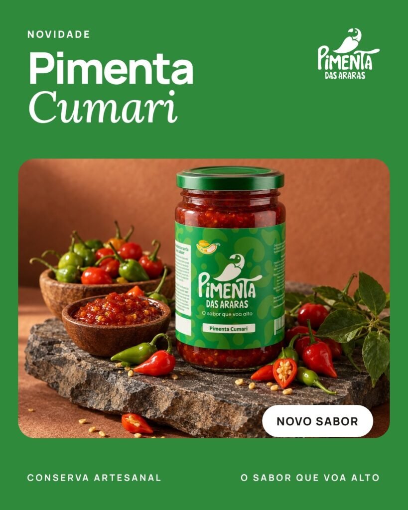 Post New, Cumari chilli, on a green background